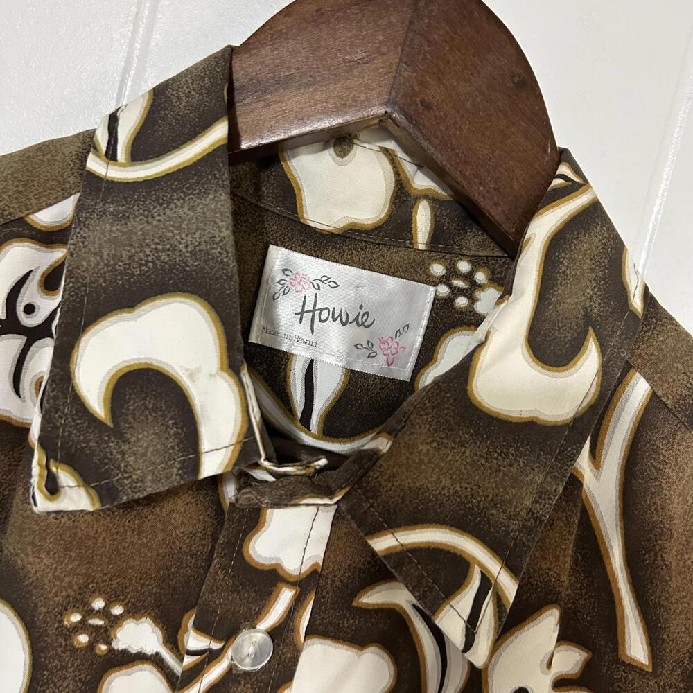 Vintage Howie Brown Hawaiian Print Collared Dress Shirt Men's Large - Picture 3 of 4
